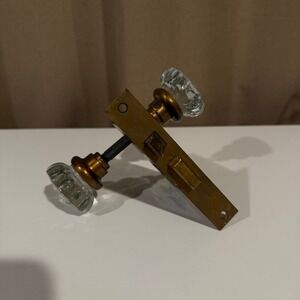Vintage Glass Doorknob Set Mortise‎ Lock Antique Architectural Salvage Hardware